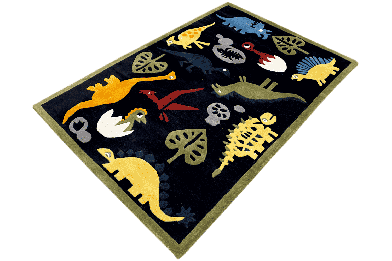 Handgetufteter Dinosaurier-Kinderteppich – Mehrfarbiger Spielzimmer-Teppich mit lustigem Dino-Design – 120x180 cm (4x6 ft) - German Carpet Shop