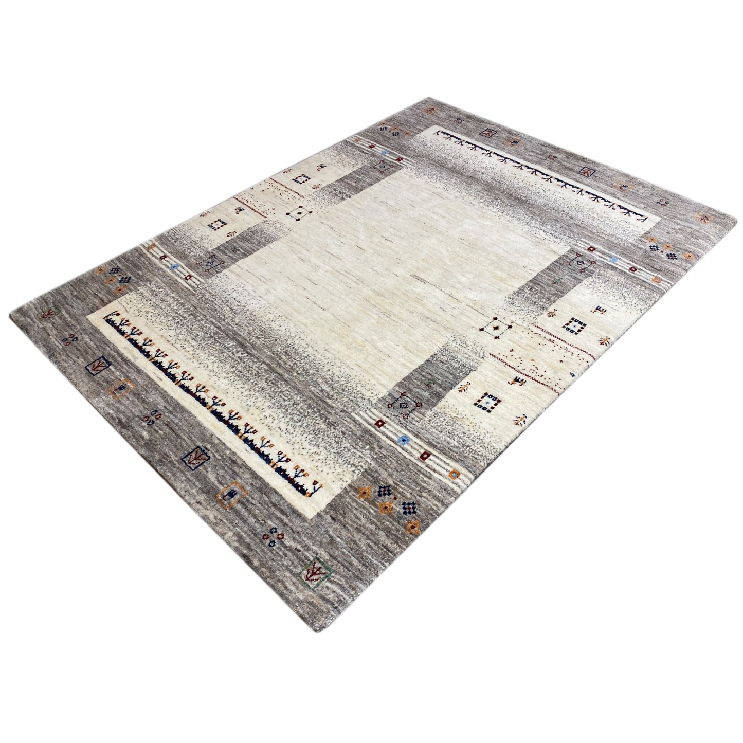 Gabbeh Teppich Beige/Grau 197x145 cm - German Carpet Shop