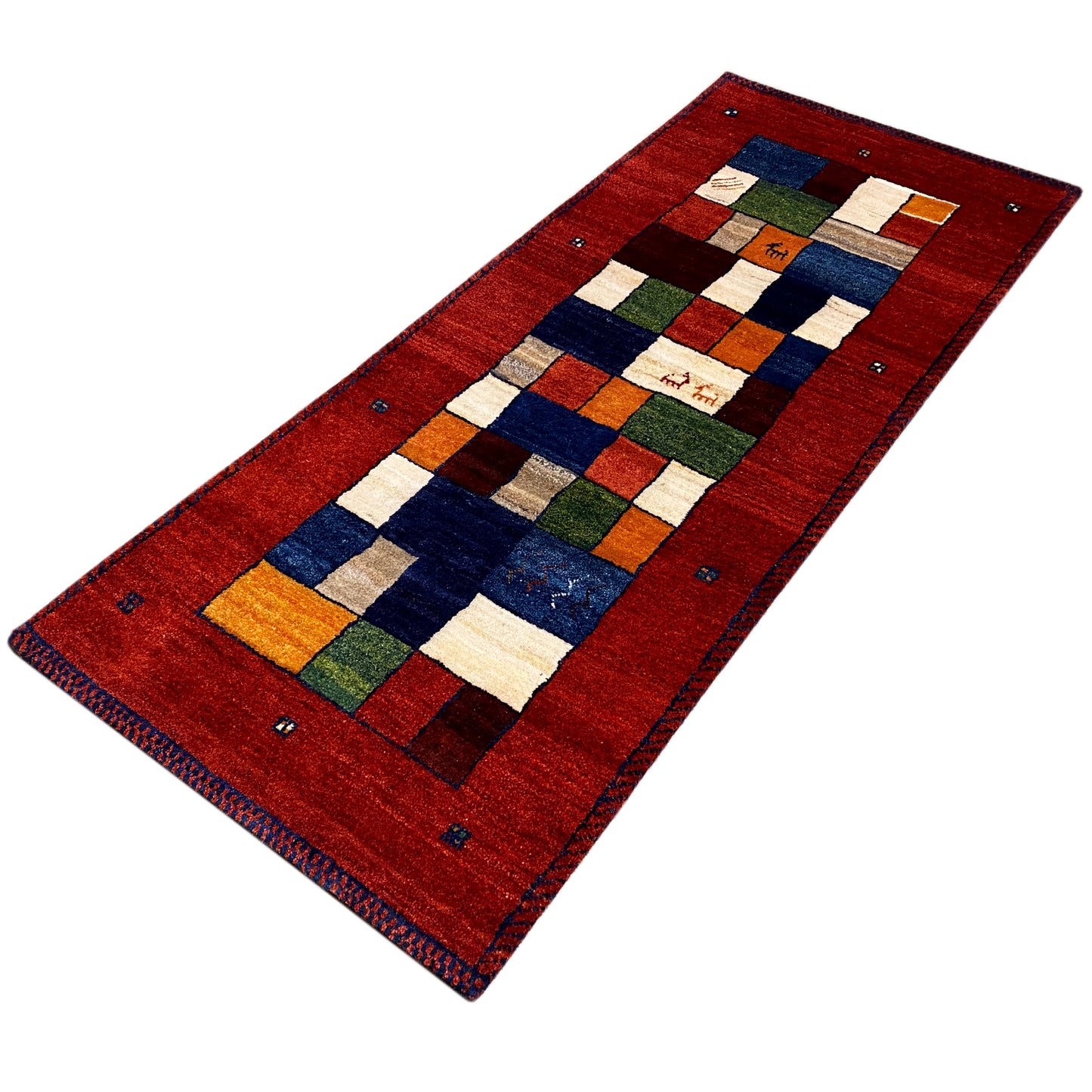 Roter Gabbeh Teppich Läufer 200x81 cm - German Carpet Shop