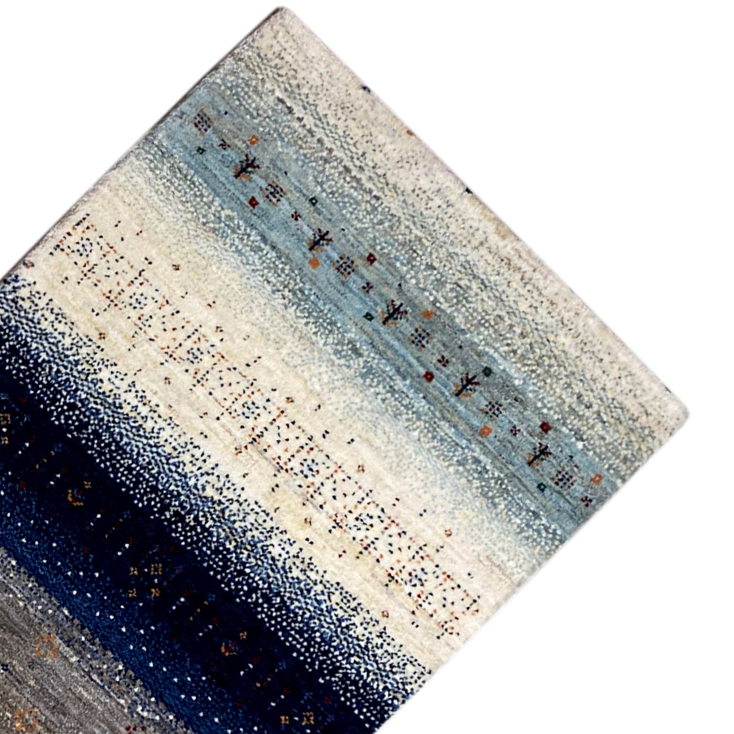 Blauer Gabbeh Teppich Läufer 190x80 cm - German Carpet Shop