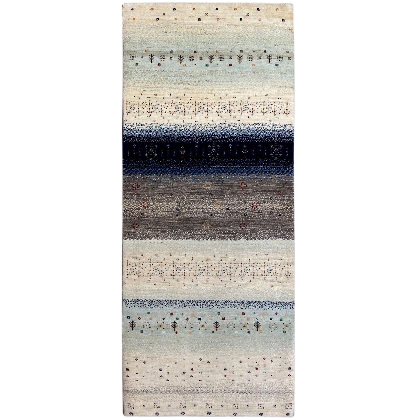 Blauer Gabbeh Teppich Läufer 195x80 cm - German Carpet Shop