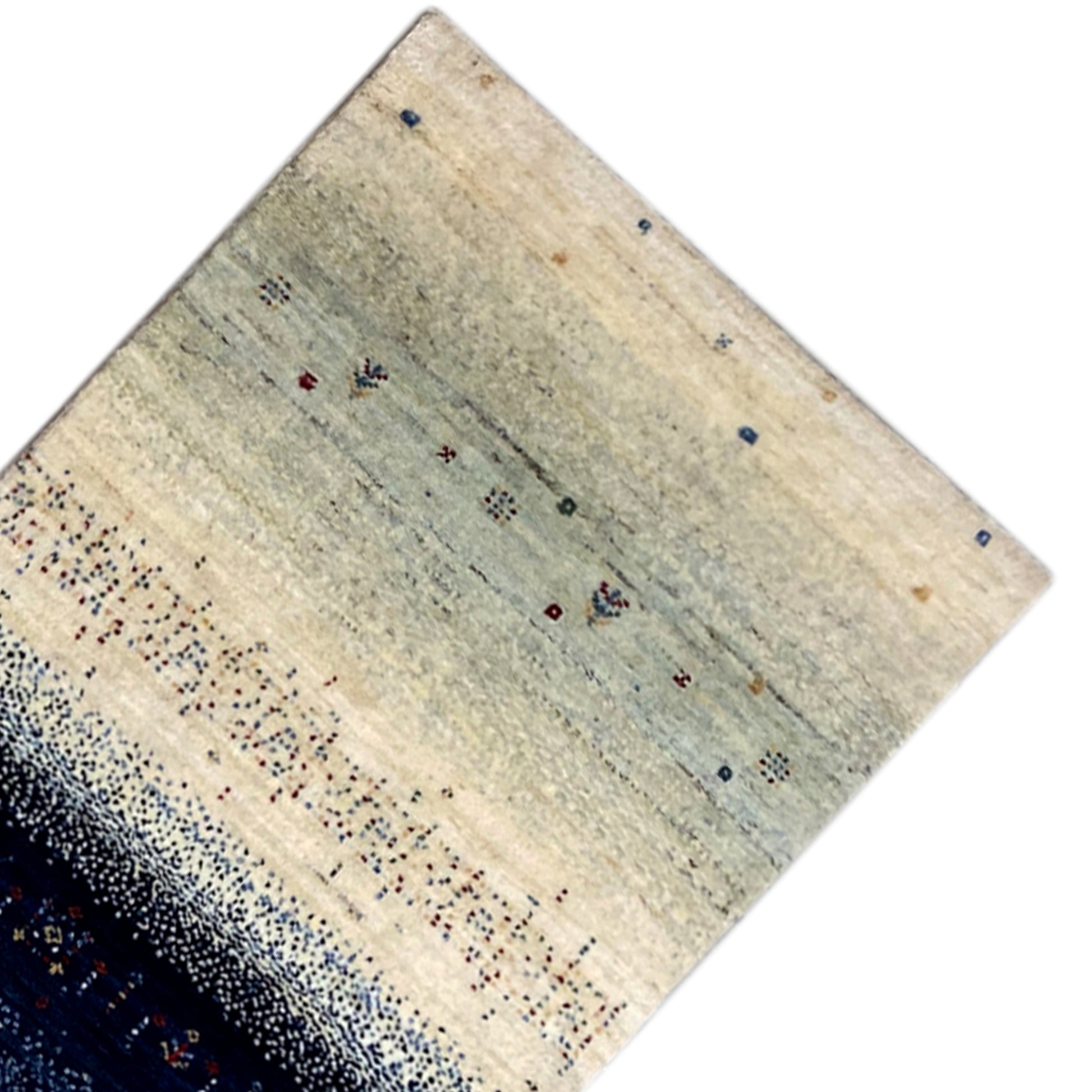 Blauer Gabbeh Teppich Läufer 302x84 cm - German Carpet Shop
