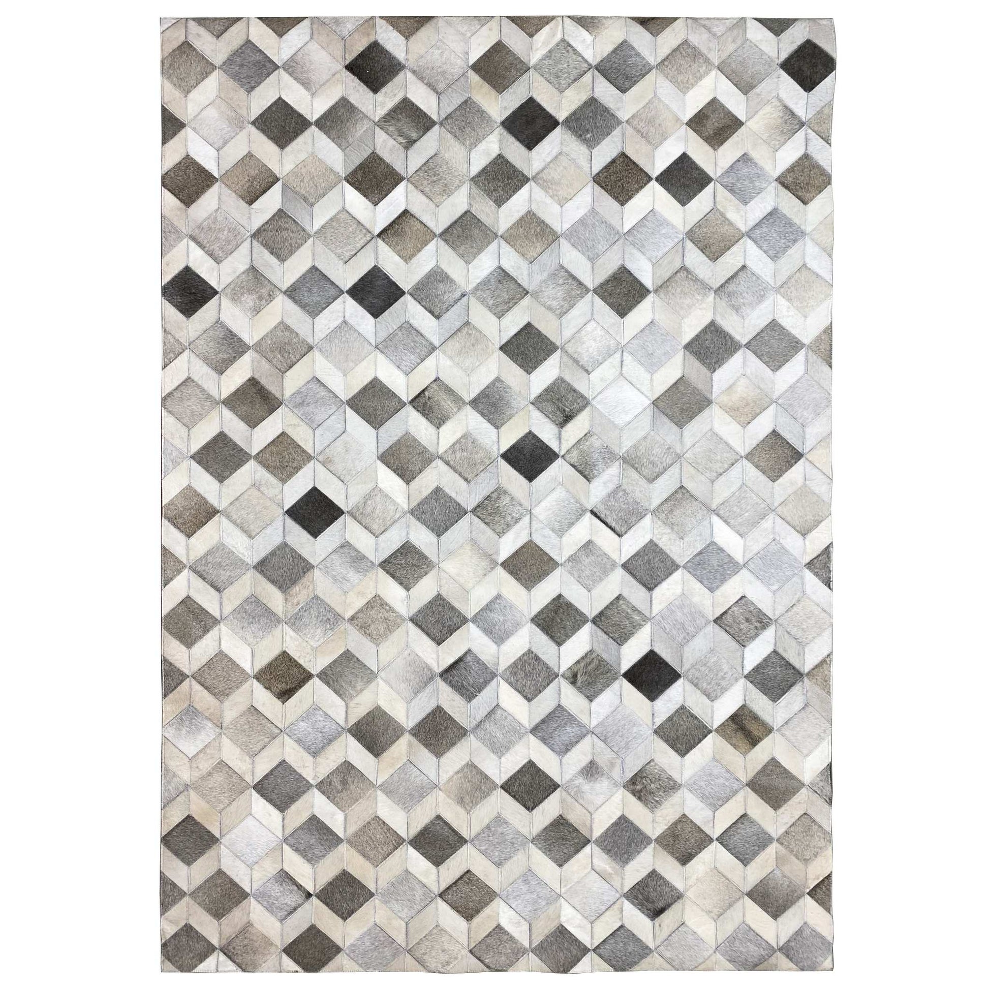 Geometrischer Kalbsleder-Teppich – 249x157 cm – Rutschfeste Rückseite - German Carpet Shop