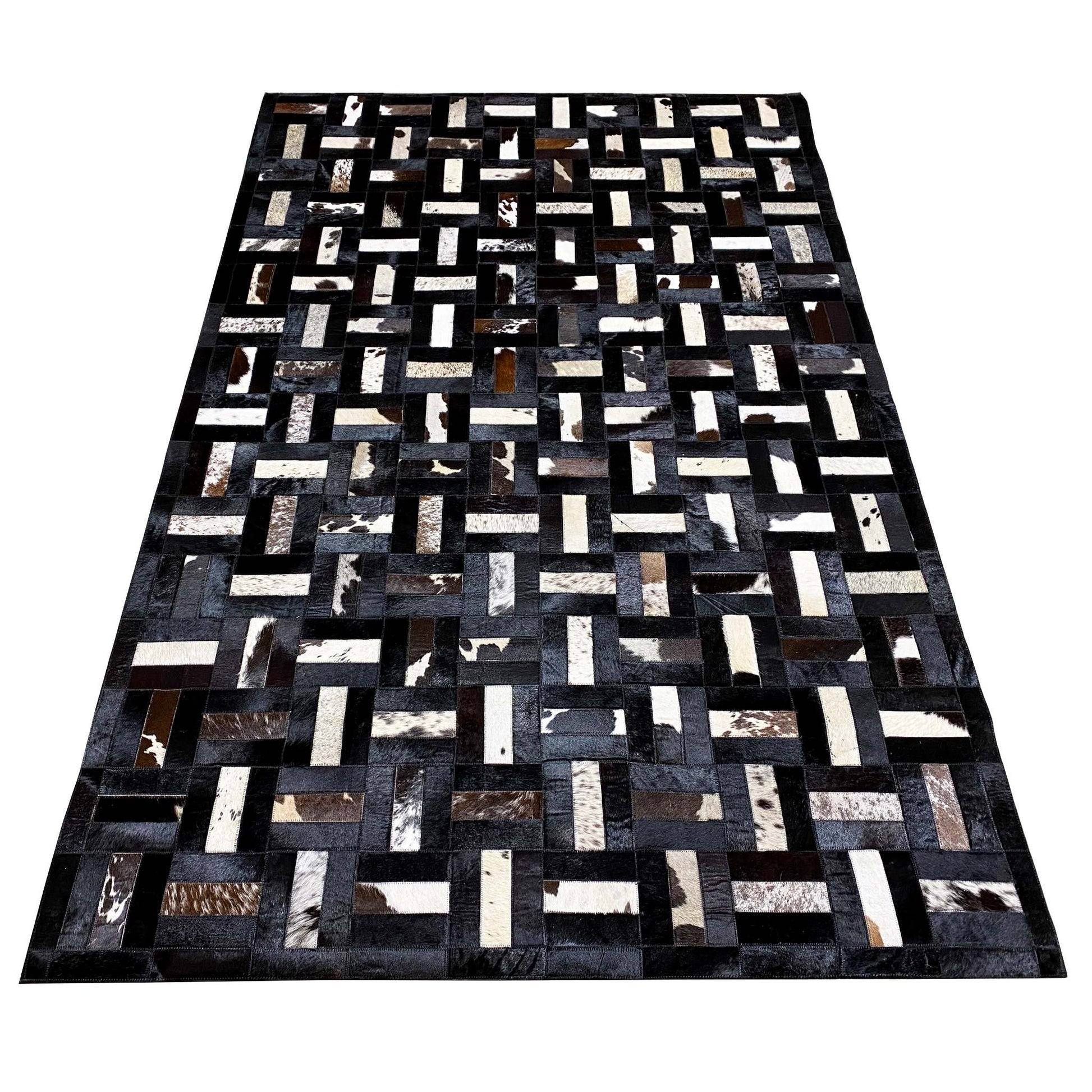 Geometrischer Kalbslederteppich 160x248 cm - German Carpet Shop
