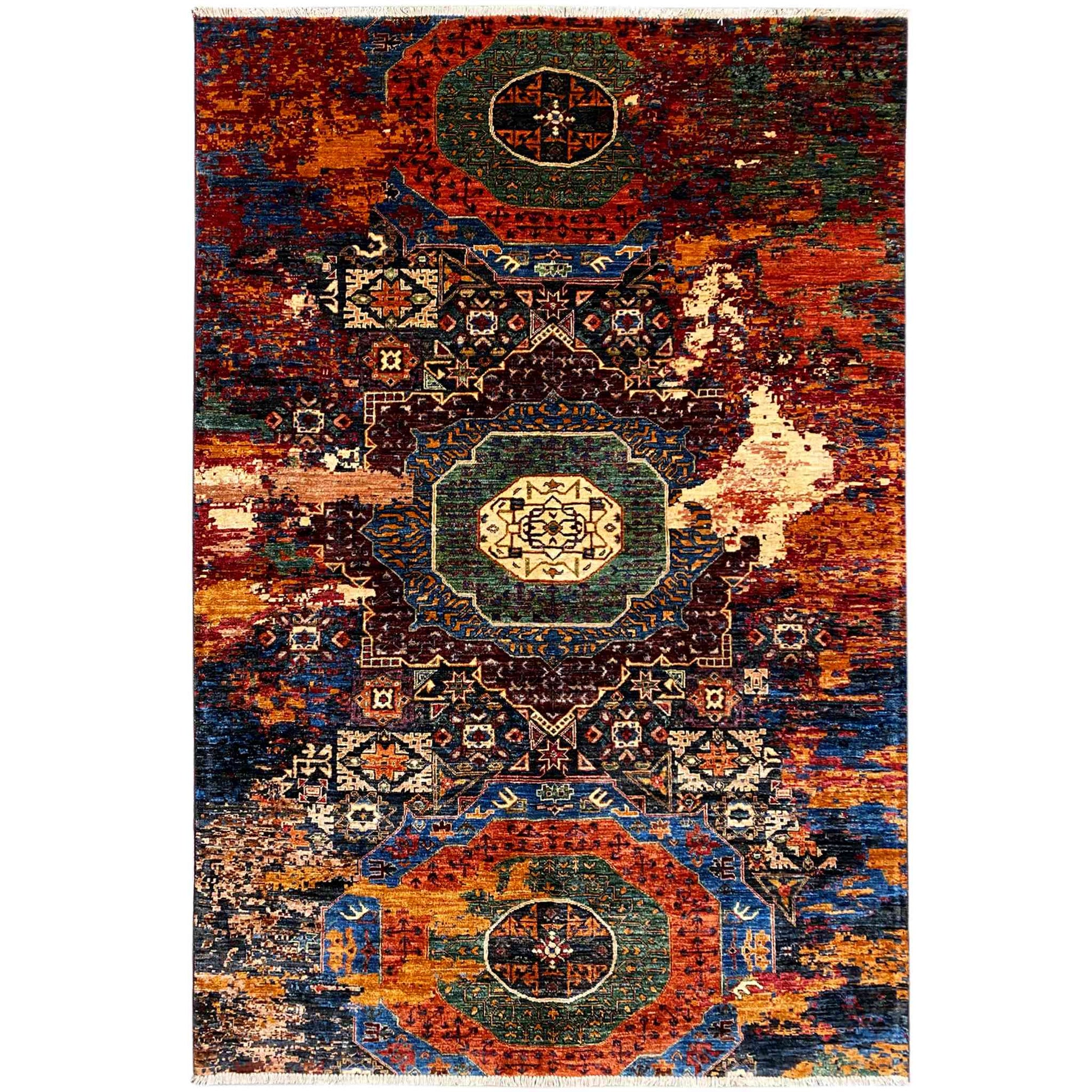 Afghanischer Mamluk Teppich, Mehrfarbig, 242x167 cm - German Carpet Shop