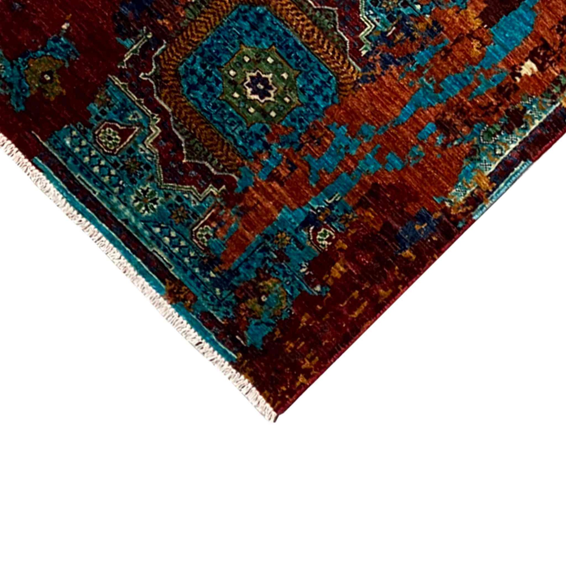 Mamluk Läufer Teppich, Türkis/Mehrfarbig, 252x84 cm - German Carpet Shop