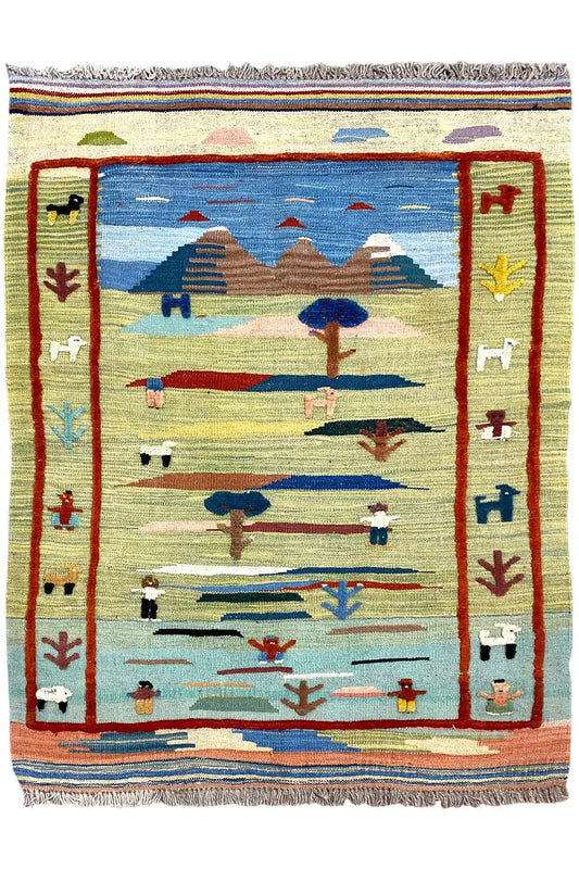 Kilim Qashqai  - 800604 (120x86 cm) - Premium Kelim from German Carpet Shop - Just €149! Shop now at German Carpet Shop