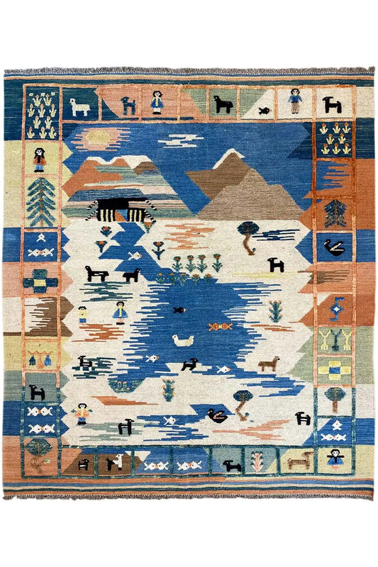 Kilim Qashqai  - 605616 (198x158 cm) - Premium Kelim from German Carpet Shop - Just €449! Shop now at German Carpet Shop