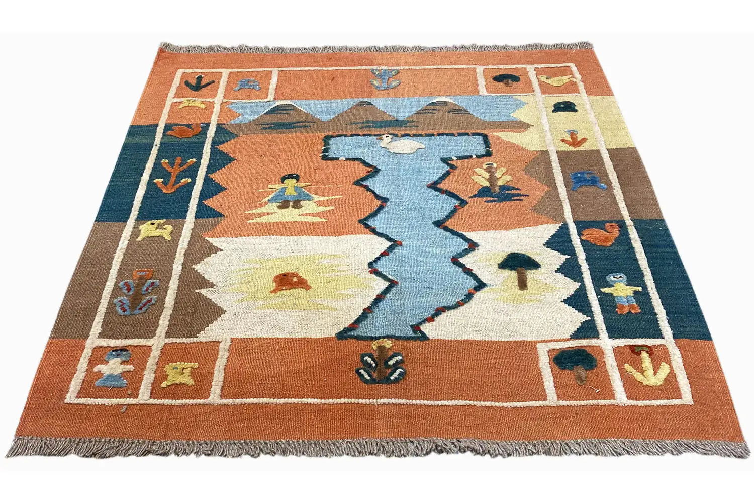 Kilim Qashqai - 804927 (106x103 cm) - Premium Kelim from German Carpet Shop - Just €149! Shop now at German Carpet Shop