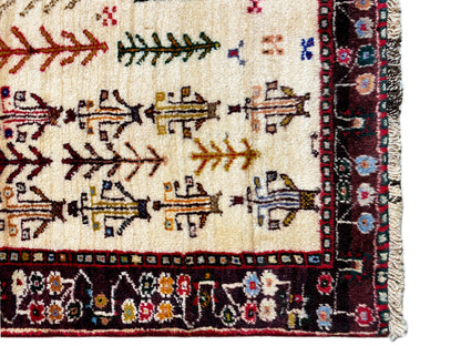 Salon Boho Teppich aus Wolle creme Baluch Muster