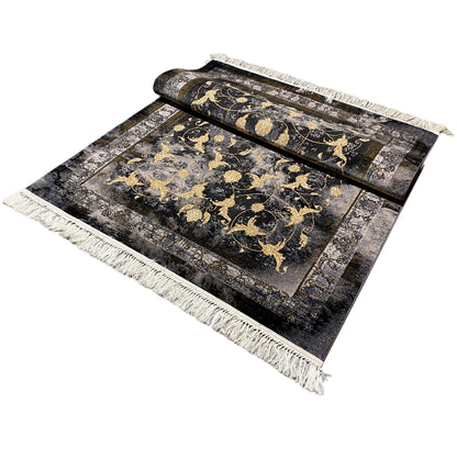 Detaillierte Nahaufnahme des florale Muster auf dem Teppich.