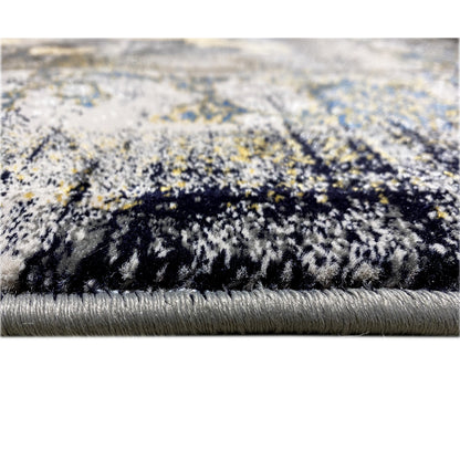 Gewebter Teppich kaufen: 160x230cm, Schwarz-Gold, floraler Vintage-Stil.