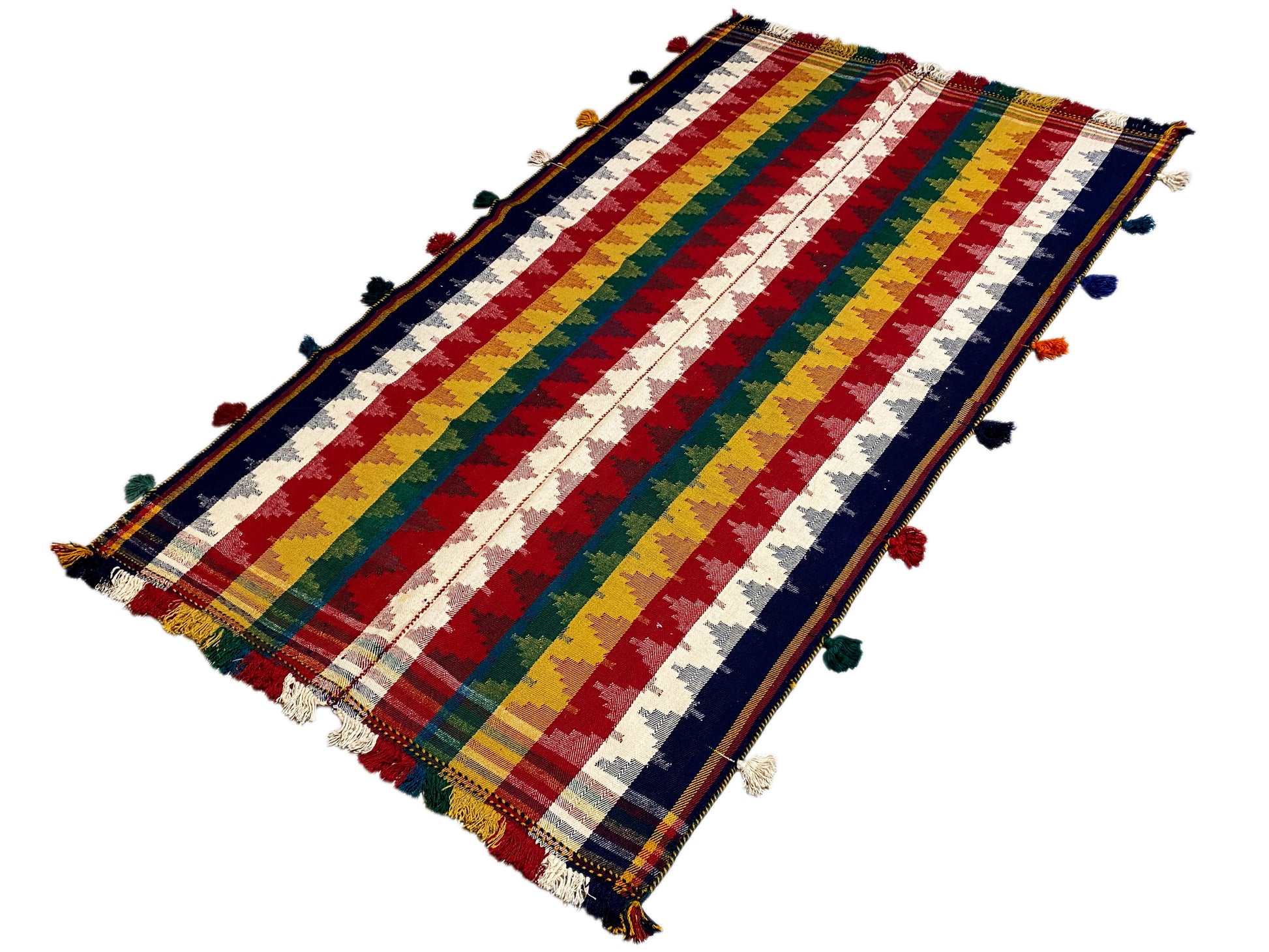 Schlafzimmer hochwertiger Jajim Teppich aus Wolle im Zickzackdesign