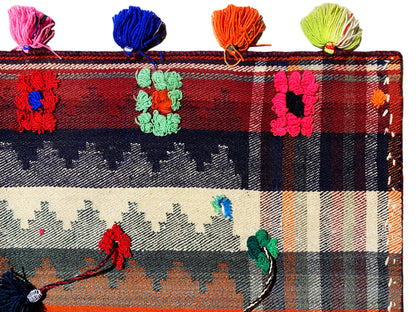 Salon Jajim Wollteppich bunt mit traditionellem Streifenmuster im Boho-Look