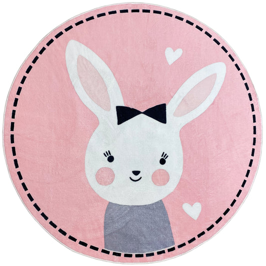 Round Children's Rug Rabbit, 160 cm