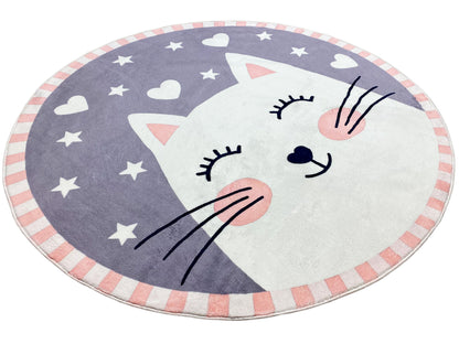 Round Children's Rug Cat, 160 cm
