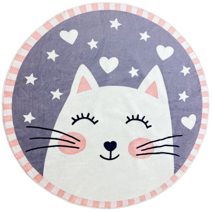 Round Children's Rug Cat, 160 cm