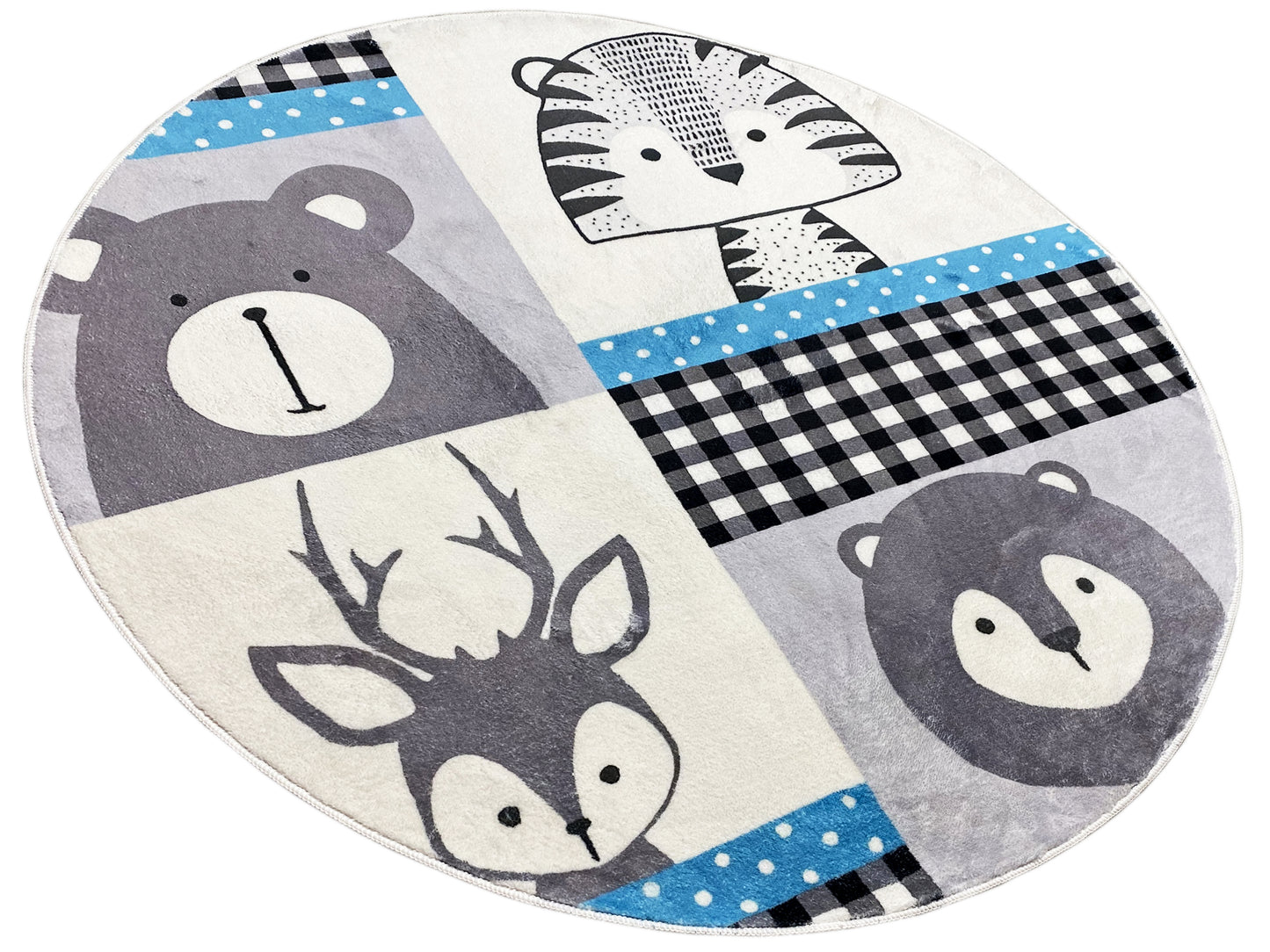 Round Children's Rug Animals, 160 cm