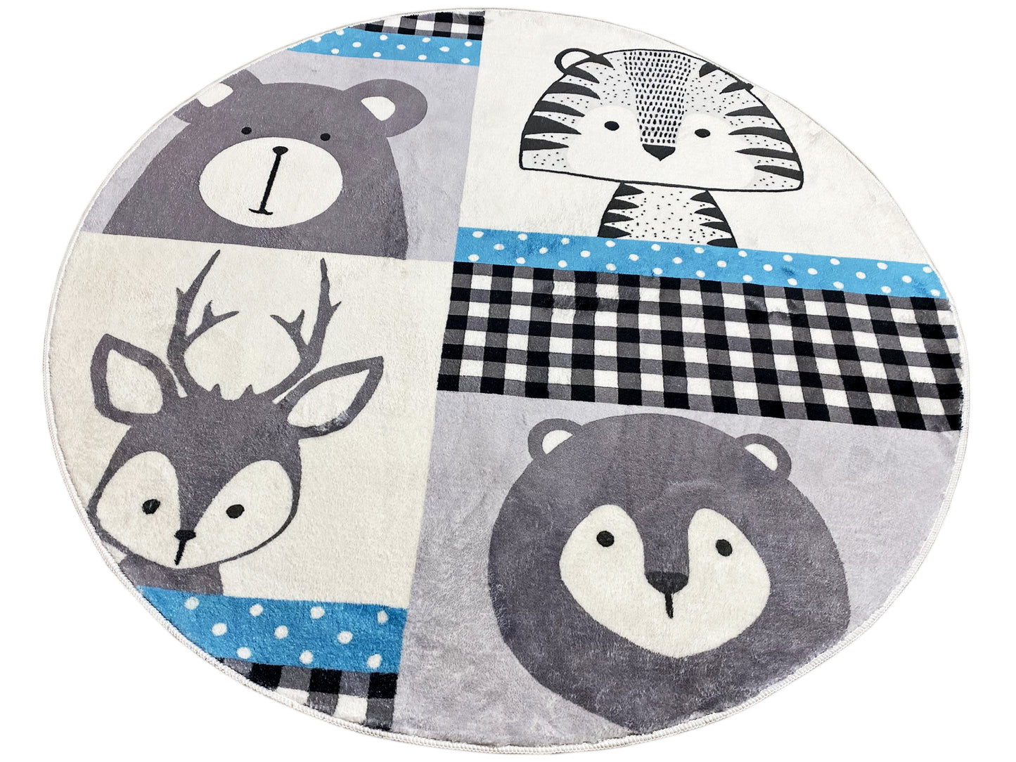 Round Children's Rug Animals, 160 cm