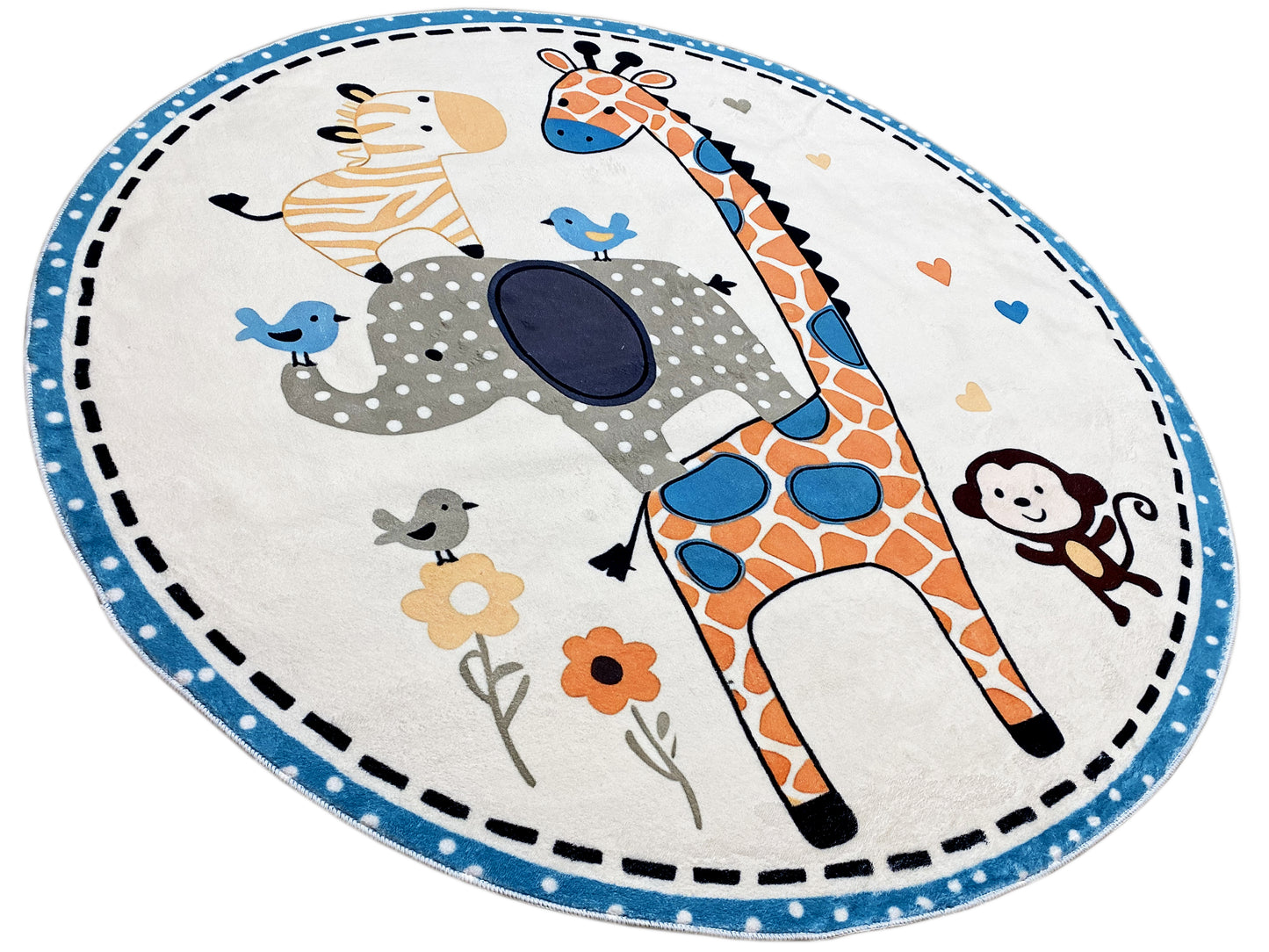 Round Children's Rug Animals, 120 cm