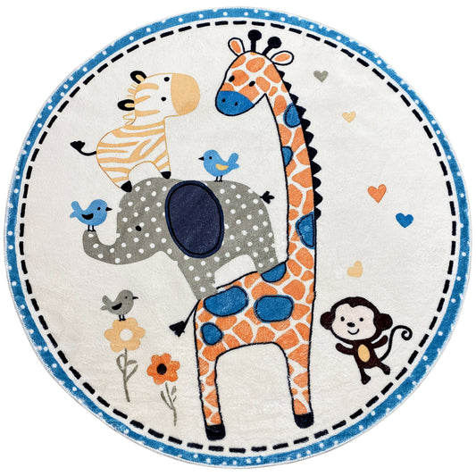 Round Children's Rug Animals, 160 cm