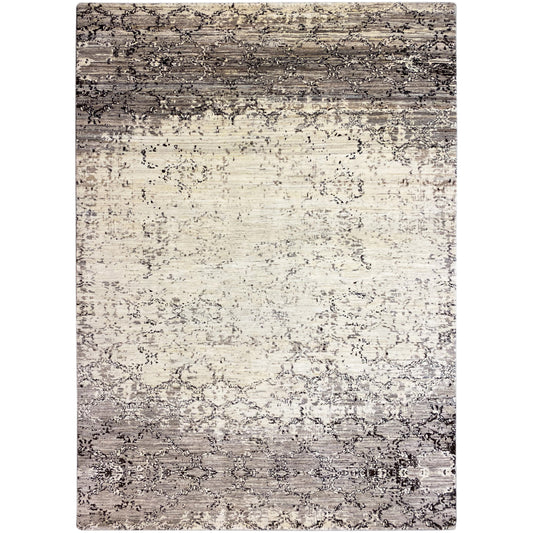 Beige-gray rectangular rug with an abstract pattern and fine texture (299x200 cm)