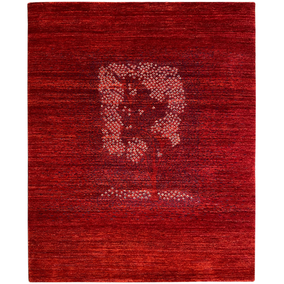 Red Gabbeh-Luri rug with a decorative medallion design in a light pattern