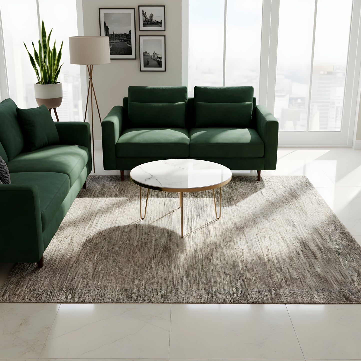 Wohnzimmer Beiger Gabbeh Wollteppich mit schlichtem Uni Muster