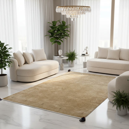 Wohnzimmer Loom Luri Teppich aus Wolle 196x142 cm in Naturfarbe