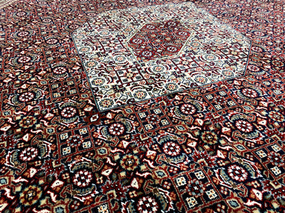 Premium Bidjar Wollteppich 243x180 cm, Dunkelrot-Creme traditionelles Design