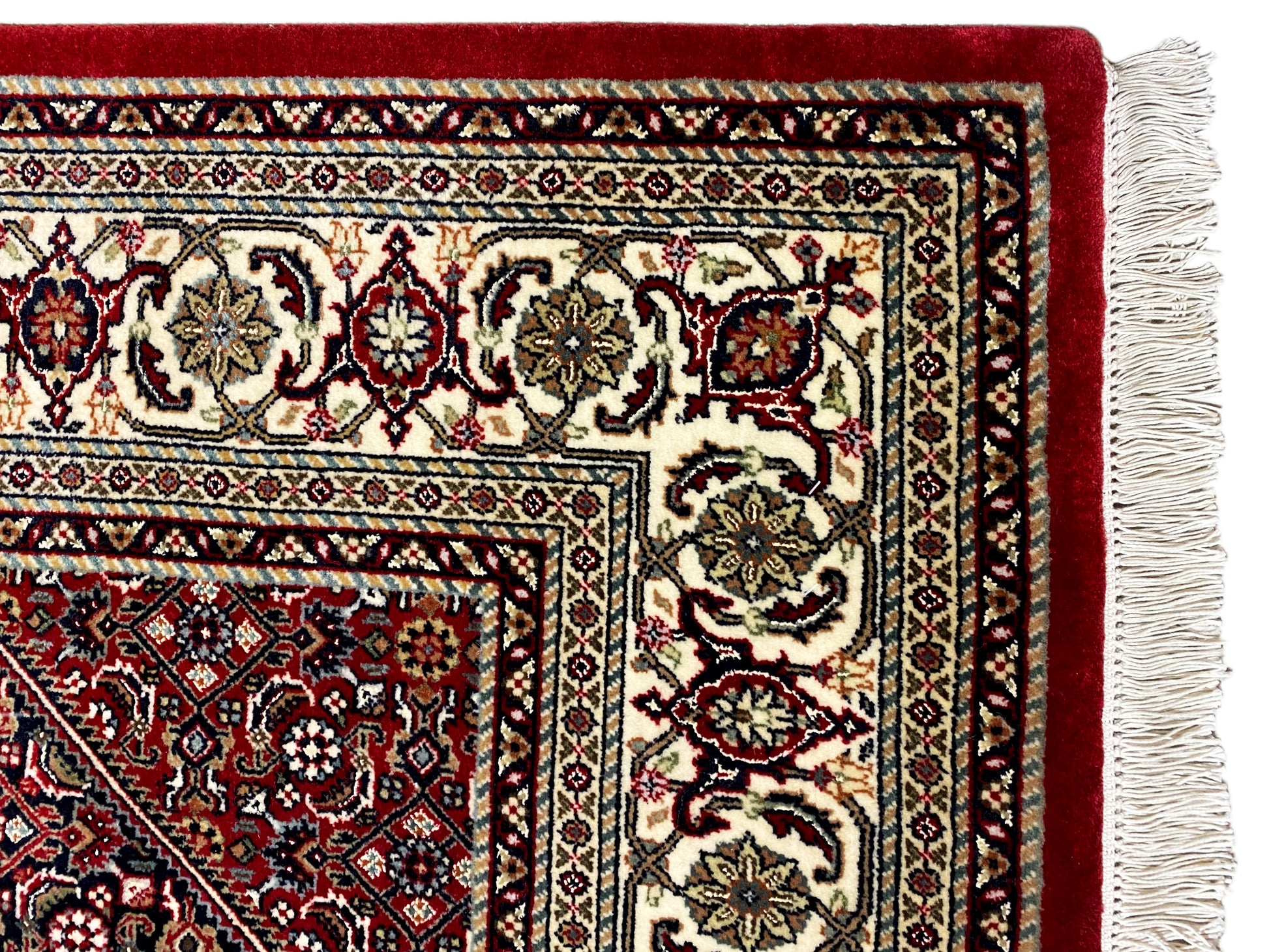 Handgeknüpfter Orientteppich Bidjar rot creme für Wohnzimmer