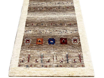 Skandinavischer Gabbeh Läufer Teppich minimalistisch gestreift