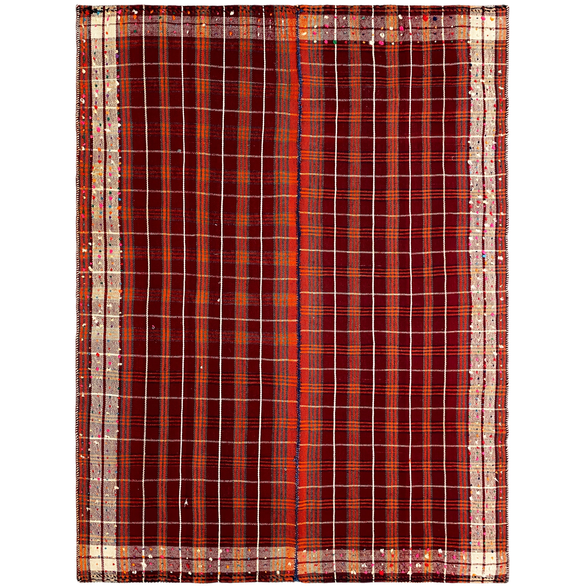 Wohnzimmer Jajim Teppich Kariert Rot 207x163 cm