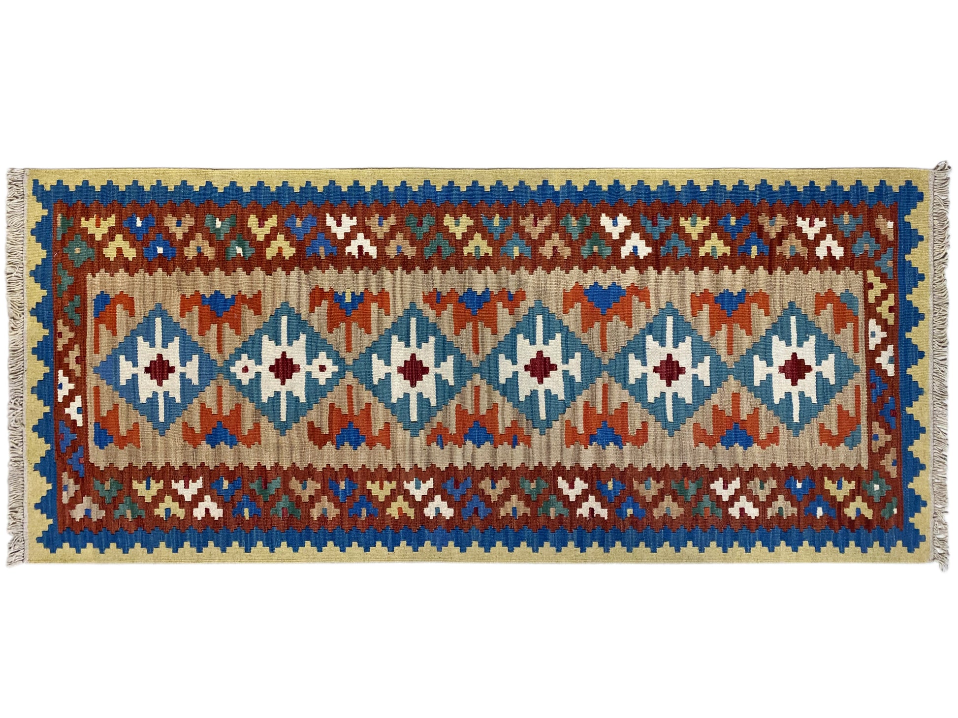 Vintage Kelim Läufer für Flur aus 100% Naturwolle handgewebt