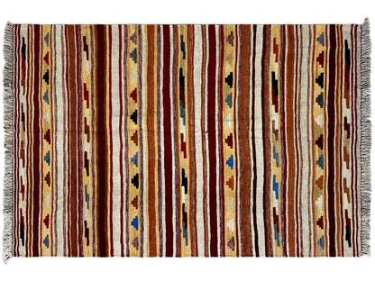 Gestreifter Kelim Teppich mit kleinen geometrischen Symbolen traditionell