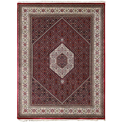 Handgeknüpfter Bidjar Teppich aus Wolle rot creme 242x172 cm
