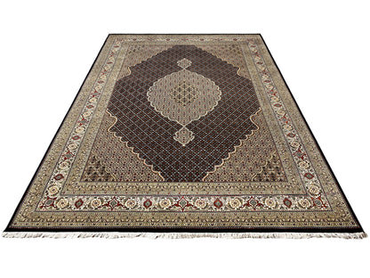 Persischer Indo Tabriz Teppich braun creme für Wohnzimmer