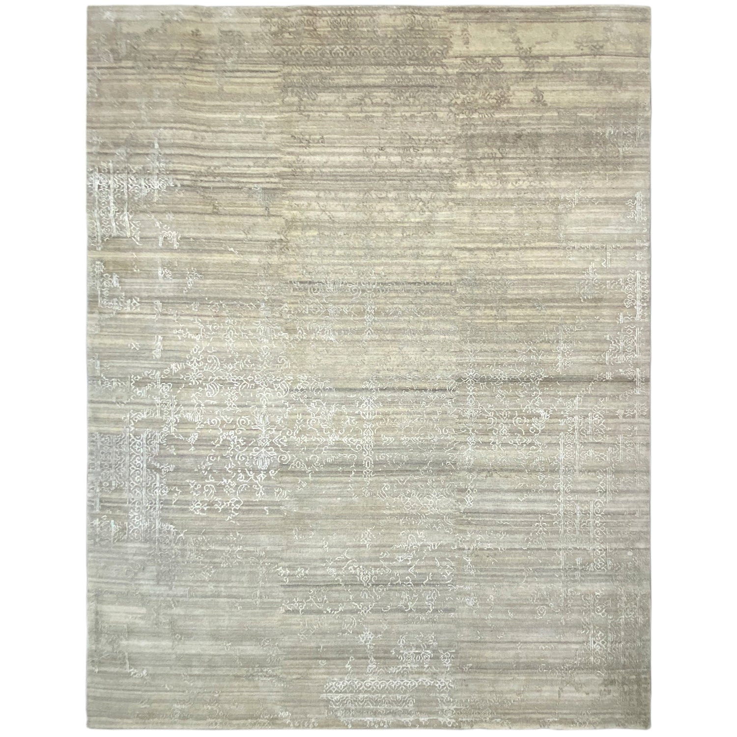 Handgeknüpfter Designer Teppich in Beige und Naturtönen mit abstraktem Muster