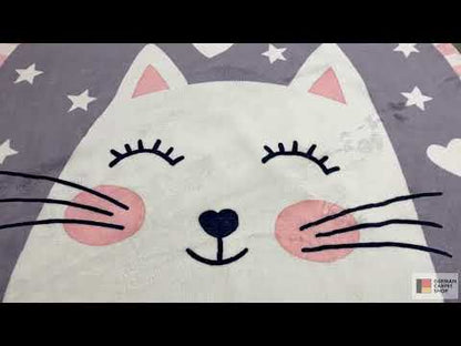 Round children’s cat rug, 120 cm
