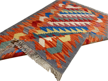 Qashqai Kelim Teppich Unikat mit traditioneller Webkunst und Fransen